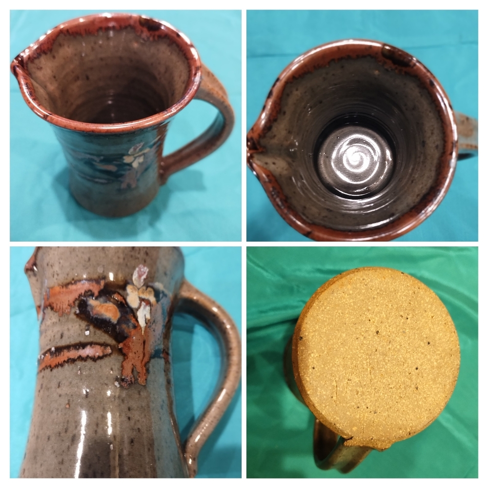 Studio Pottery Creamer Pitcher Vase Artist Two Tone